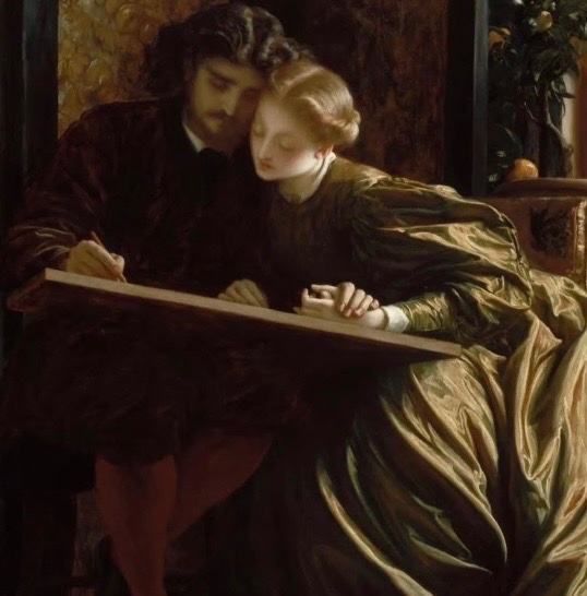 historyinmemes's tweet photo. “If you asked me how many times you came into my mind, I would say once. Because you came and never left.”

- Mahmoud Darwish

Frederic, Lord Leighton (1830–1896), painted The Painter’s Honeymoon around 1864. The intimate scene depicts a young artist at work as his wife leans affectionately against him, their hands gently intertwined.

After disappearing from public view following 1878, the painting remained largely forgotten until it resurfaced at a London auction in 1981. It highlights Leighton’s exceptional ability to capture the textures of fabric, especially the shimmering folds of the woman’s satin dress.

Today, The Painter’s Honeymoon is part of the collection at the Museum of Fine Arts, Boston.