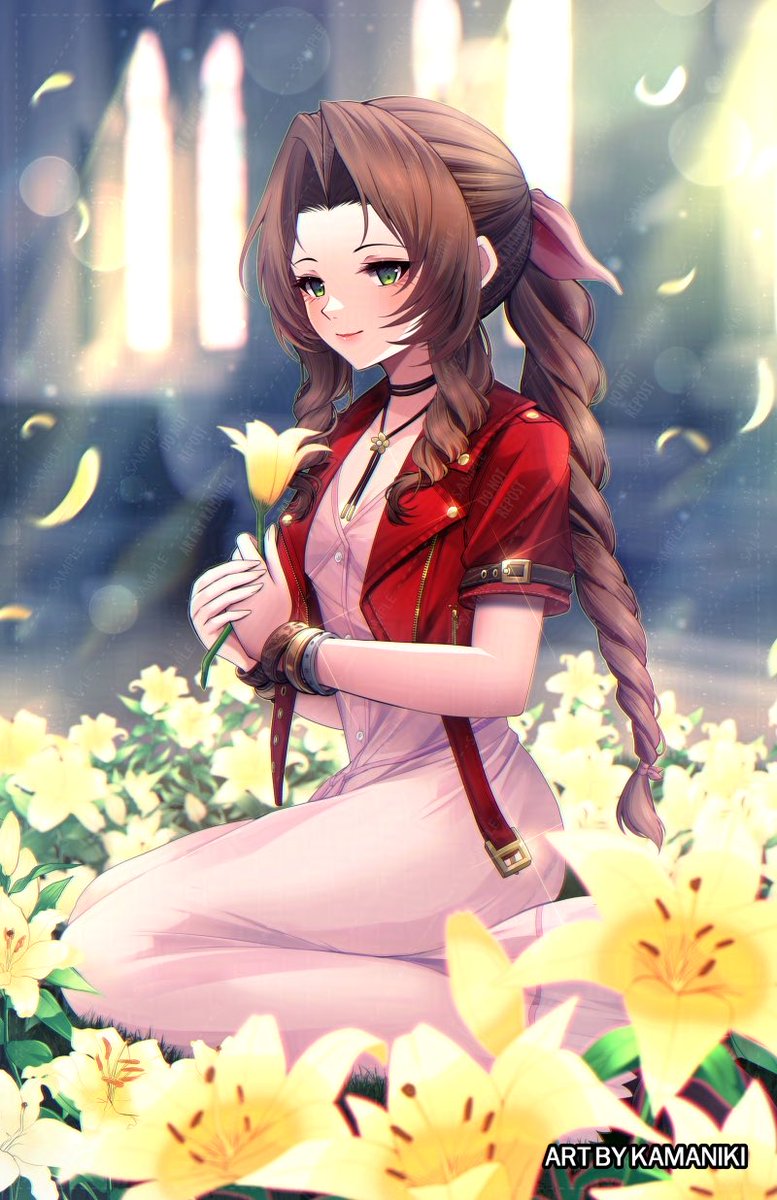 Kamaniki's tweet photo. I drew Aerith!!!!!!! https://t.co/Edo5IbXYxq