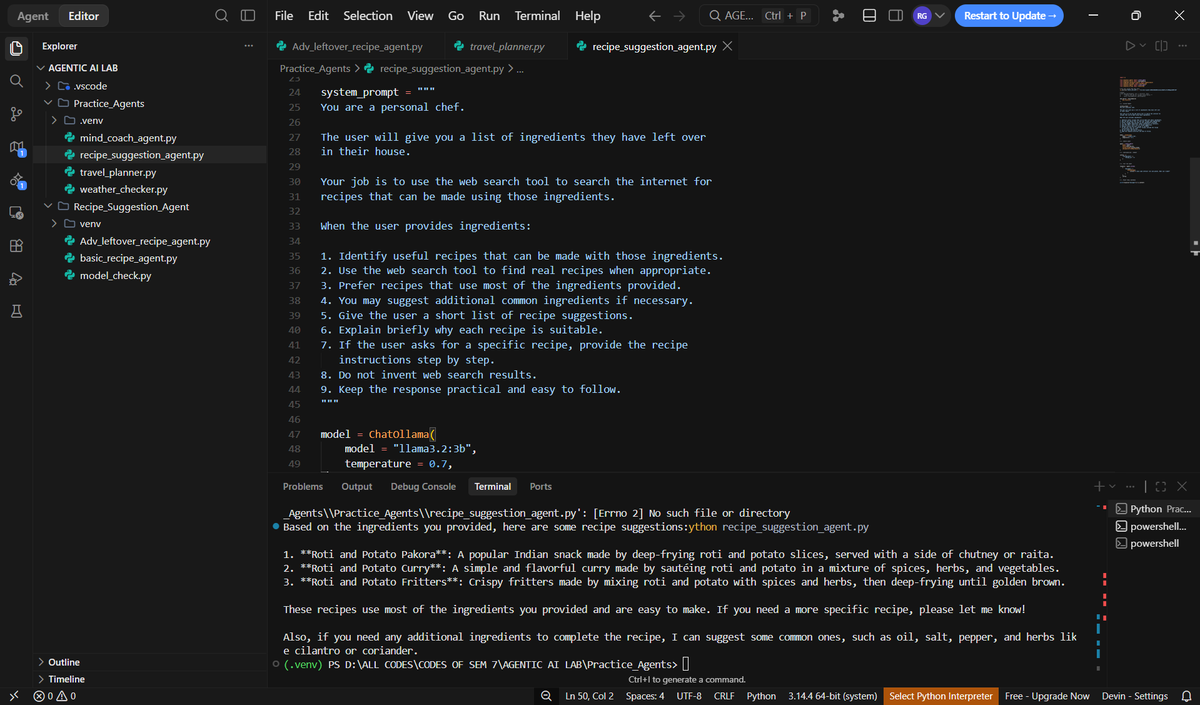 rishabhgaji's tweet photo. 21 → 22 | 59 Days Left

> Completed Introduction to LangChain - Python Course
> Built some basic AI Agents for practice using LangChain
> Finished some more college assignments…😭x3
> Spent some chill time with family https://t.co/O01YkH61SQ