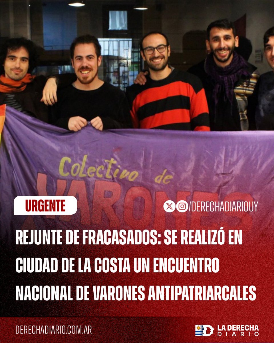 DerechaDiarioUY's tweet photo. 🇺🇾 | REJUNTE DE FRACASADOS E IMPRESENTABLES: Este 8 de Agosto se realizó en Ciudad de la Costa un Encuentro Nacional de Varones Antipatriarcales, que aglomeró a los hombres más fracasados, ñoquis, sin una familia que atender y con más tiempo libre del Uruguay. https://t.co/OuH96H6gO0