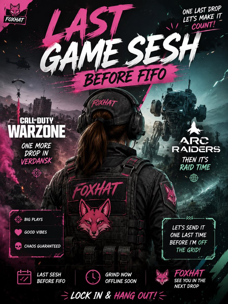 IvonaFoxhat's tweet photo. Last Warzone sesh! Dropping in for one final fight—big plays, bad decisions &amp; plenty of chaos. Come hang out! 🎮💥 Let’s go! https://t.co/449S8PJ1qP