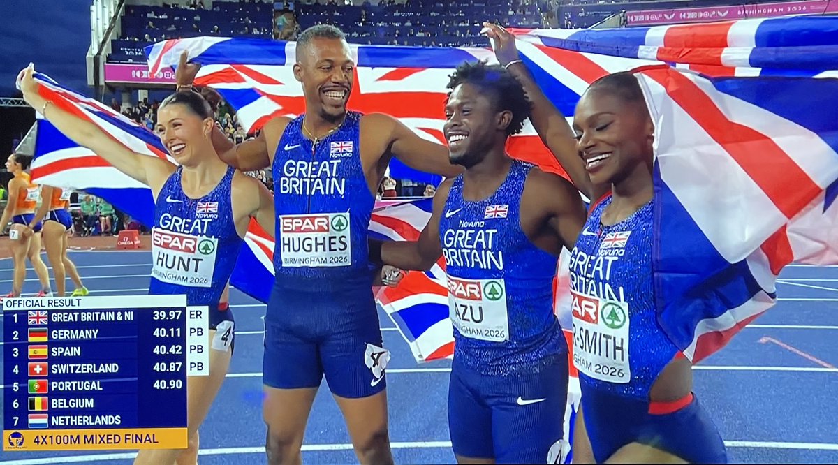 daveac's tweet photo. Fantastic Great Britain win the Mixed 4x100 Relay #athletics https://t.co/VWbDigo0ky