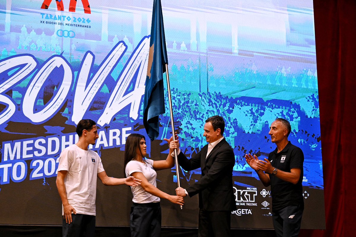 albinkurti's tweet photo. Today, we proudly sent off Team Kosova ahead of the Mediterranean Games Taranto 2026 in Italy.

With 163 athletes, 87 men and 76 women, competing across 21 sports, Kosova will have one of the largest delegations at this year’s Games.

For the first time, our country will also be represented in team sports. Our athletes have shown time and again that a country's size does not determine the scale of its success. From Olympic podiums to recent international successes, including four medals in the Mediterranean Games in Spain and six in Algeria, they have been among the best ambassadors of our country, proudly raising our flag no matter the challenges.

As they depart for Taranto, we wish all our athletes the very best. This send-off is particularly meaningful as the next Mediterranean Games will be hosted here at home, in Prishtina in 2030.

Good luck, Team Kosova!