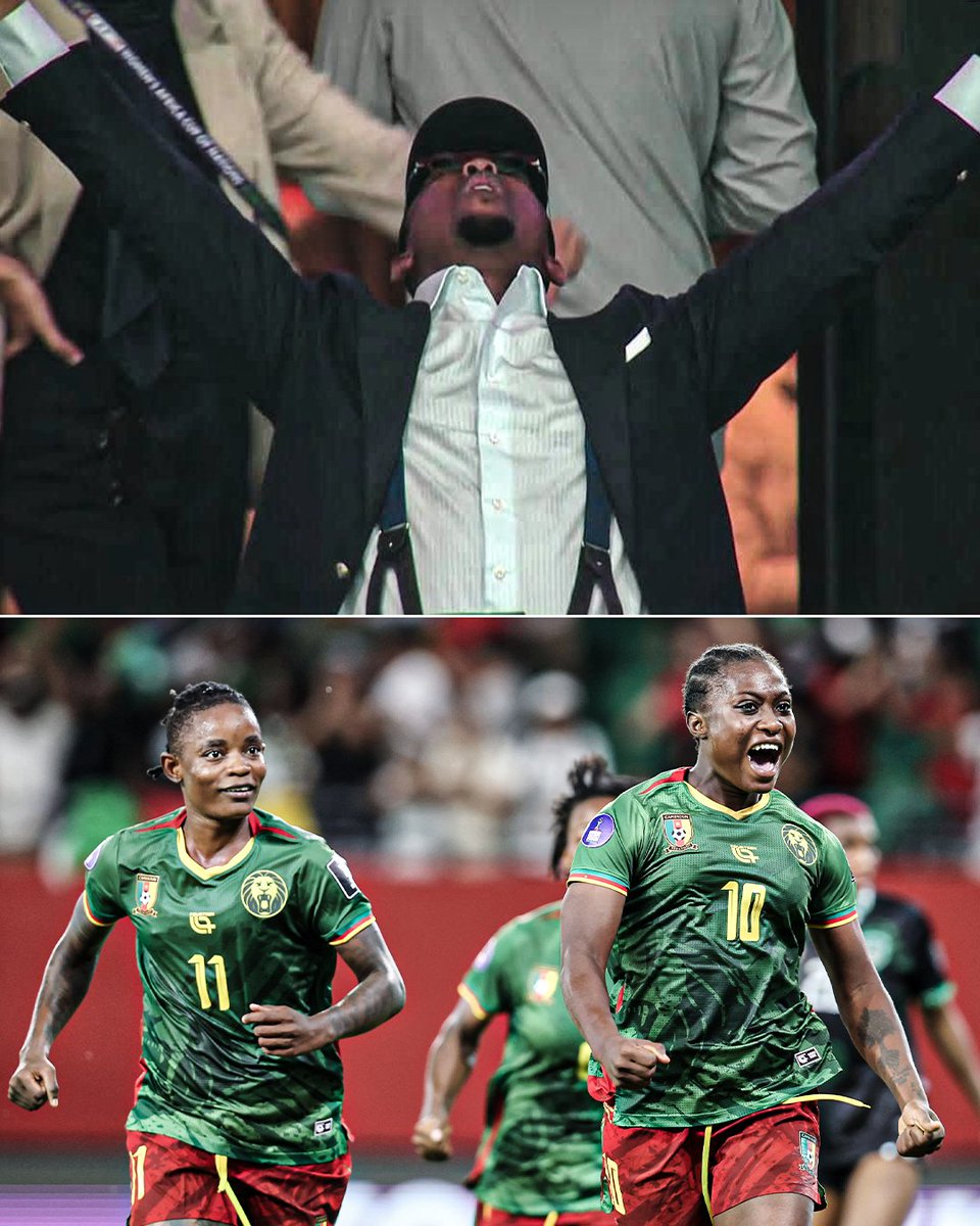 ESPNAfrica's tweet photo. Samuel Eto'o is loving Cameroon's performance in the AFCON final 🇨🇲 https://t.co/TH1THILRcA