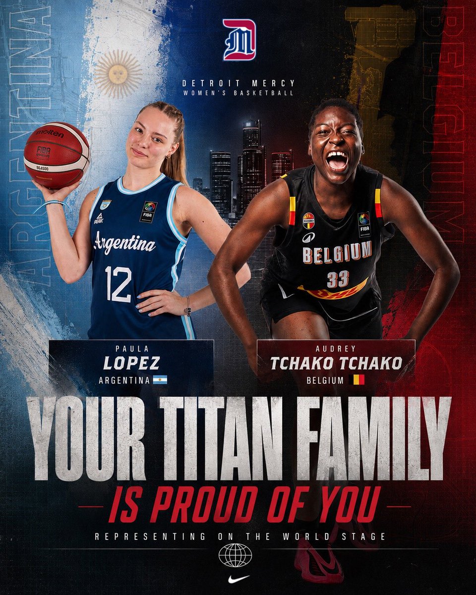 Detroit_WBB's tweet photo. Special shoutout to Paula & Audrey for competing with their National Teams! 🇦🇷🇧🇪 #detroitmercywbb #titanupp #wbb #detroitscollegeteam⚔️ https://t.co/wh8UTmPrWS