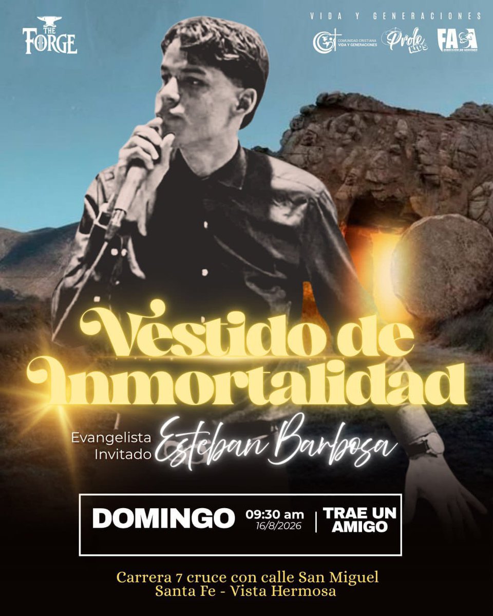 _Clements's tweet photo. Gira de Ministración en Ciudad Bolívar!**

El joven pastor Esteban Barboza, proveniente del Estado La Guaira, se encuentra de gira en Ciudad Bolívar. Estará esté domingo compartiendo la palabra de Dios en la Iglesia Comunidad Cristiana "Vida y Generación". ¡Cristo sana y salva ! https://t.co/P8Za4oHp7c