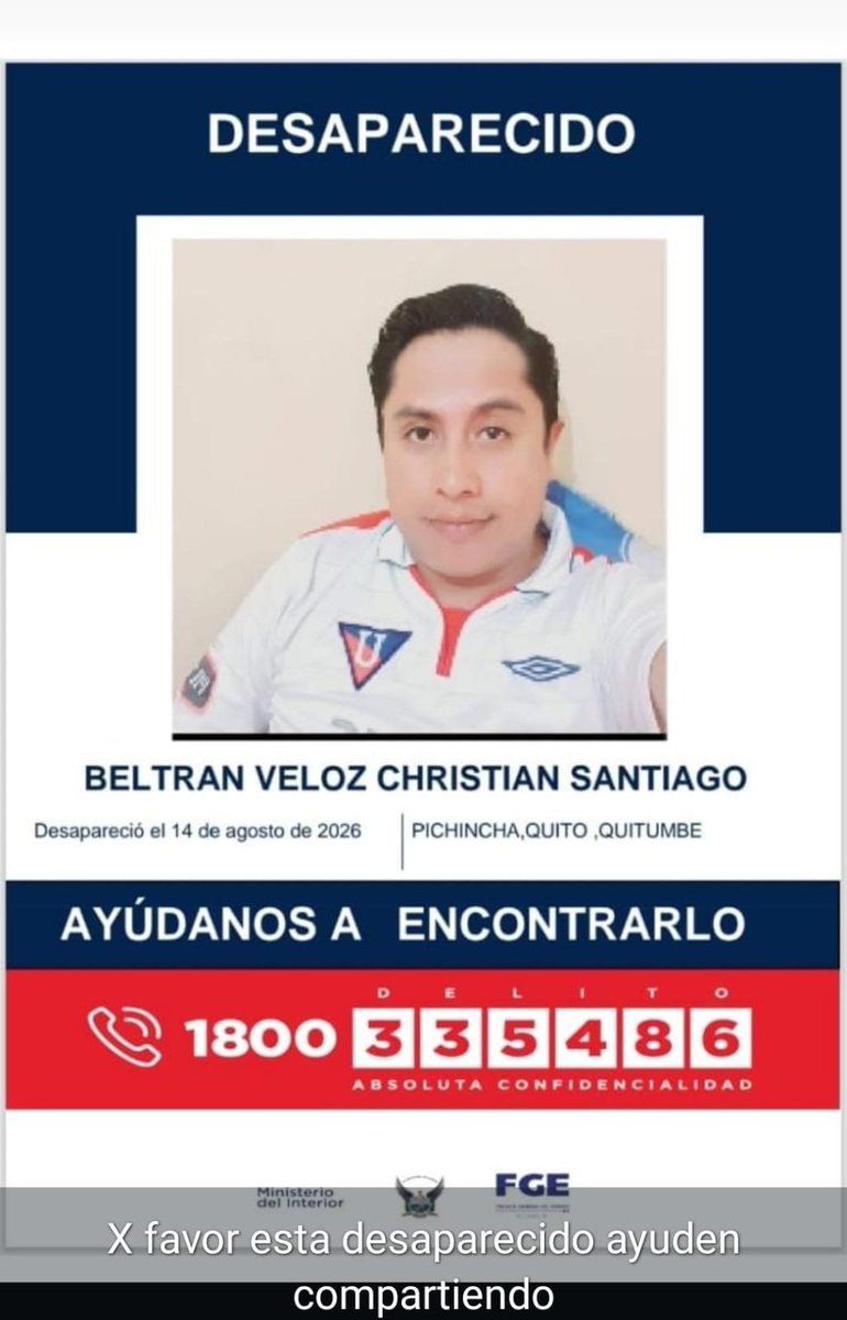 Magr85's tweet photo. Desaparecido en #Quito @fabriciovelav @alexismoncayo @Blankimonki @BNPeriodismo https://t.co/TN39yQbEYG
