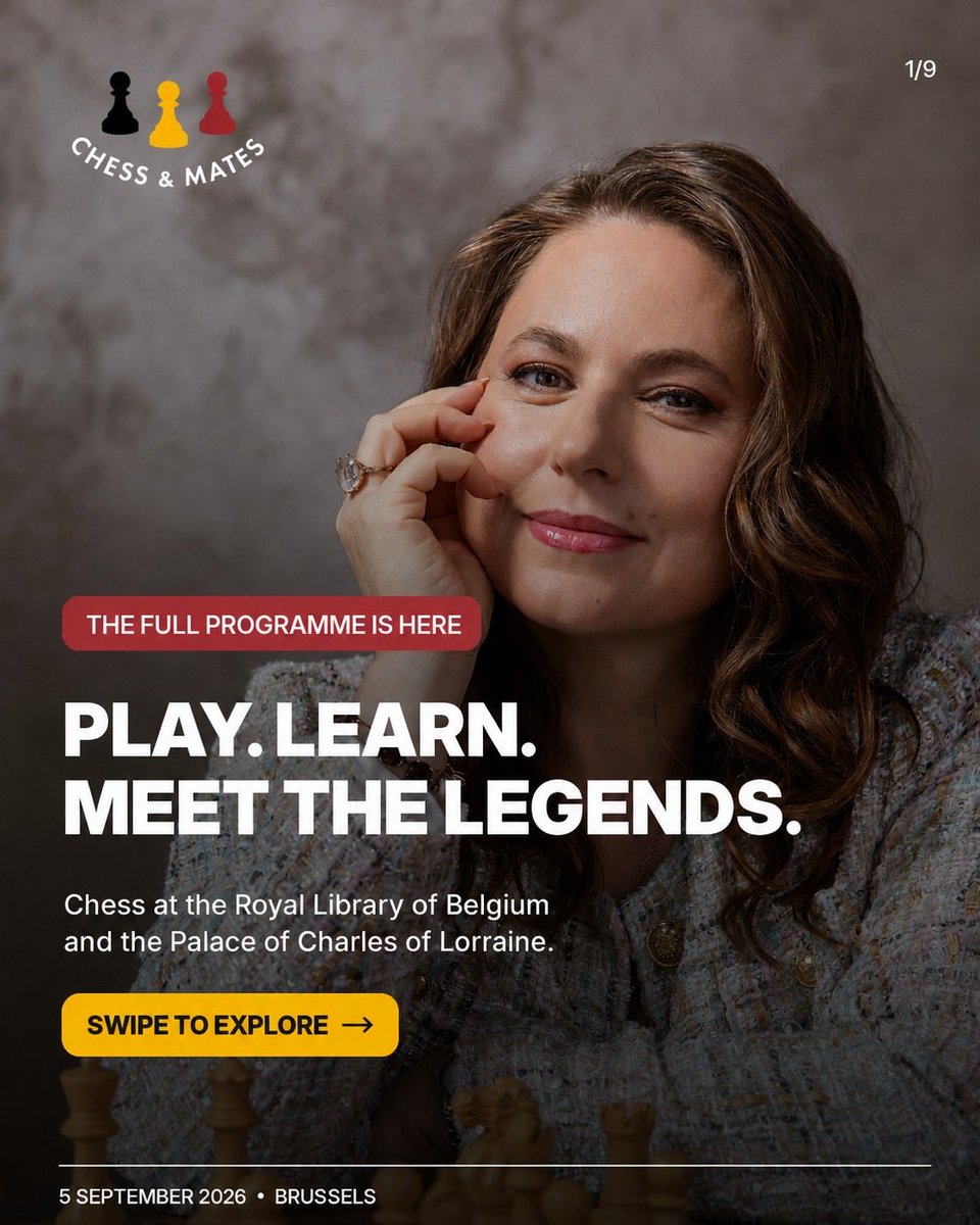 ChessandMates's tweet photo. THE FULL FESTIVAL PROGRAMME IS HERE! 🎉♟️

On 5 September, the Royal Library of Belgium will become the home of an unforgettable day of chess in Brussels.

Compete in our Rapid, Blitz or Kids Tournament. 
More information: https://t.co/INU2fP265Z https://t.co/p9v5eu7RQ3