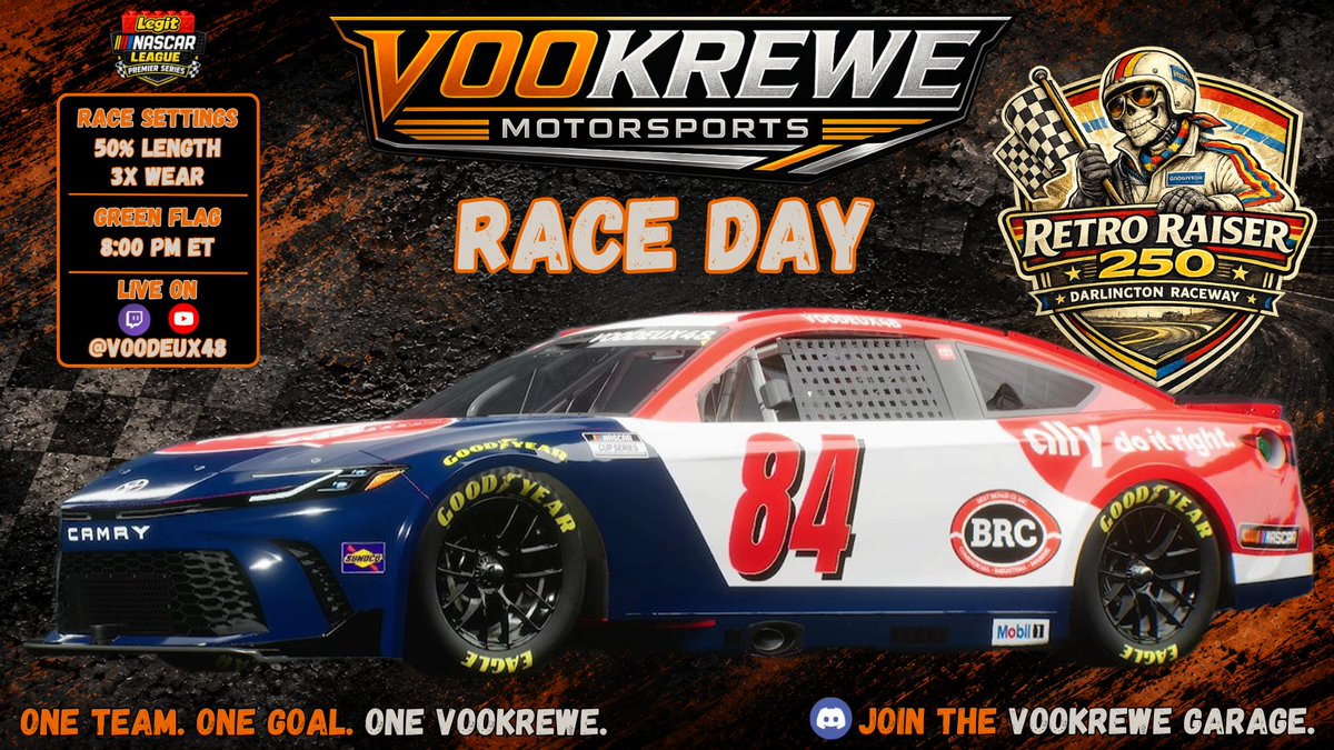 deux48's tweet photo. The VooKrewe Garage doors open tonight for Bay 84 with some throwback action!  Tonight, LNL Premier Series heads to @TooToughToTame on @NASCAR26TheGame!

🕰️ 8:00 PM ET
📷 Twitch &amp; YouTube 

Who will take home the checkered flag? https://t.co/wR3ocPCiiH