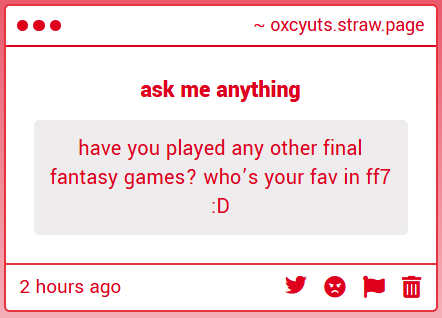 oxycided's tweet photo. no, ff7 remake is my first even ff game! it's really fun but i havent finished it yet bc the battles started getting too hard for me but i will fs lock back in and do my research on team building😭my fav atm is reno, i loooove fiesty guys hes so cute to me https://t.co/iEtG4Xb0a9