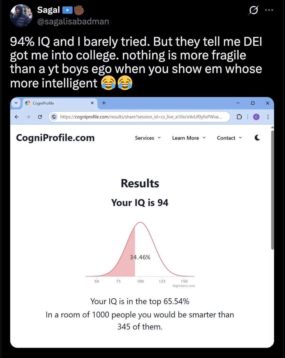 IfindRetards's tweet photo. Guy is so retarded he thinks IQ can only max out at 100. https://t.co/o4prH2ZPyP