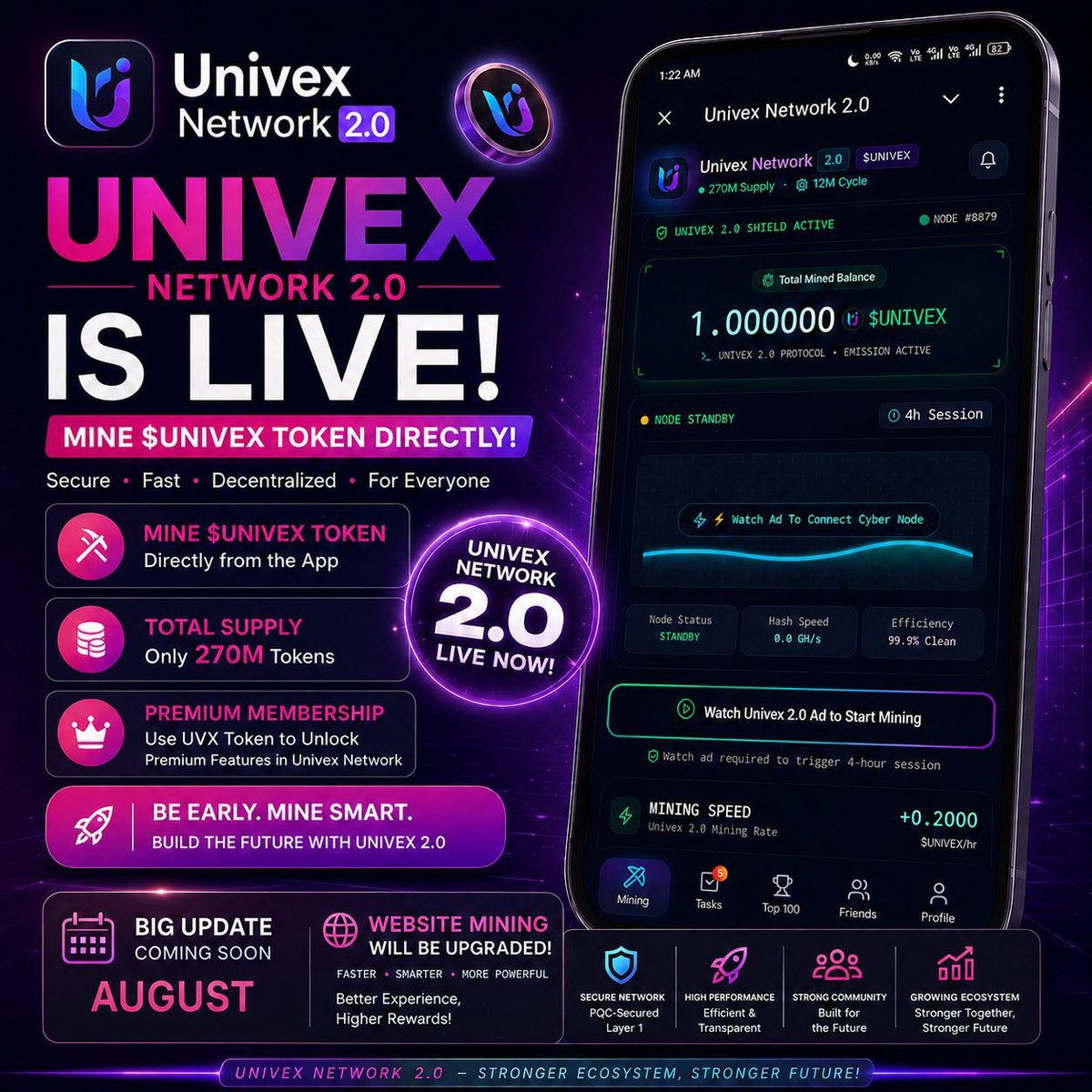 chasperdrops's tweet photo. 🚀 Jaringan UNIVEX 2.0 SUDAH AKTIF! 

💎 Total Pasokan: 270 Juta

🛡 Ekosistem Layer 1 yang Dilindungi oleh PQC

Klik "Mulai Menambang" di bawah ini untuk mulai mendapatkan $UNIVEX hari ini!

🌐 Mini App: https://t.co/czsyFBANZn https://t.co/NTw1TcPKlt