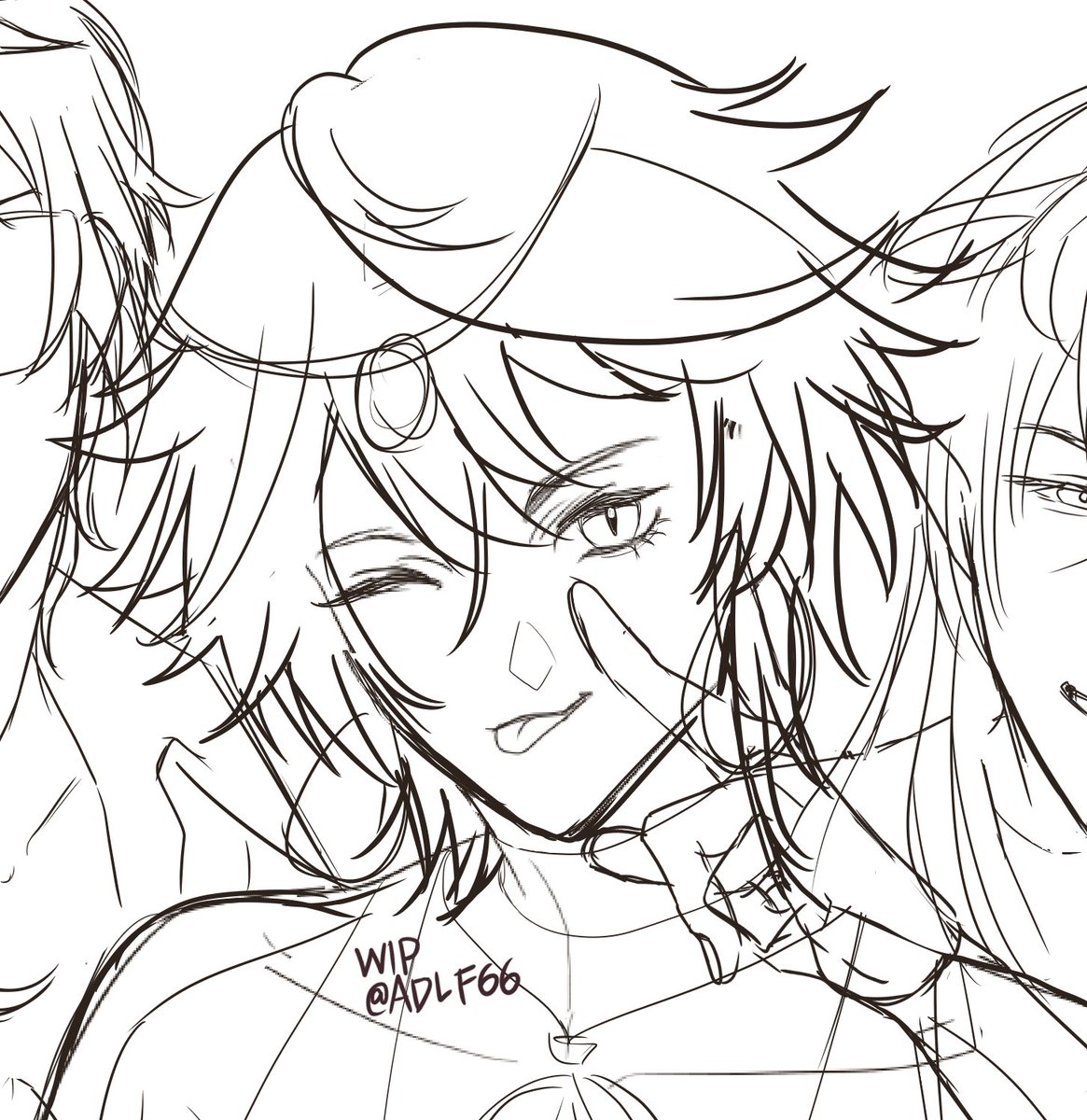 ADLF66's tweet photo. I  started drawing Marim with a wink and tongue-blep BEFORE his official  birthday art dropped…and then official art happened! 
Guess my inner wish  was leakin' out! 😂💖
Happy Birthday Malim!!🎂❤️‍🔥 https://t.co/FAQuDLaZEC