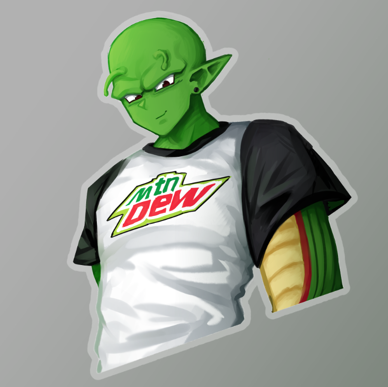 nikowillbyte's tweet photo. #Piccolo wearing #MountainDew shirt!  I love both 💚 https://t.co/JmInmvJeM6
