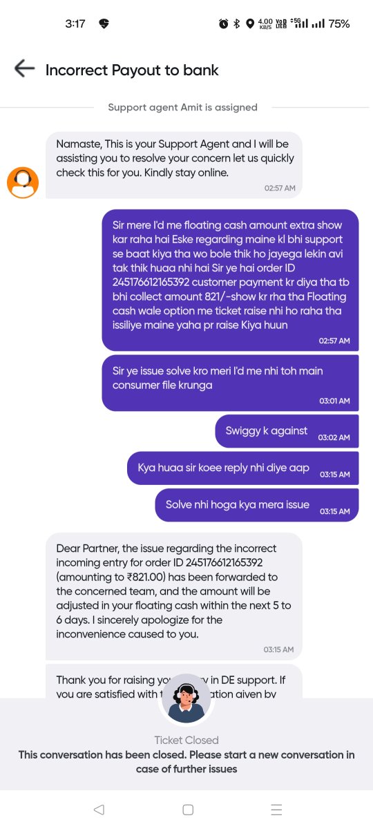 Yeshwant7319's tweet photo. @Swiggy Aaj 8diin ho gya lekin ye Swiggy support walon ka 5-6 diin ka time period khatam nhi hua hai avi tak aur na mera issue solve Kiya enhone 821/- rupya mere account se deduct kiya hai aur jab ticket raise krta huun toh tkoee sunne wala nhi waha par. https://t.co/xViSOqv5Q4