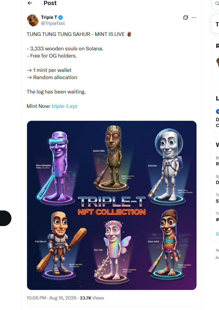 Aubepine20's tweet photo. I told you to hold because they was going to launch a NFT Collection lmaoo😭😭

Now go in https://t.co/jtYXu45ASd and test your luck but 99% you cant mint...⁠⁠​‌⁠⁠​​⁠ https://t.co/wWwtTpztLr