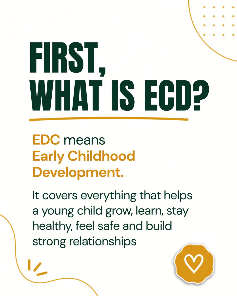 ECD_NIGERIA's tweet photo. ECD! ECD! ECD!

What even counts as ECD?

If a child is fed well, and nothing more, does that guarantee all aspects of early childhood development is fulfilled?

The answer is no, and you can find out why in these slides...

#ECDNigeria #HumanCapitalDevelopment #ReadyByFive https://t.co/xzU29dYDxH