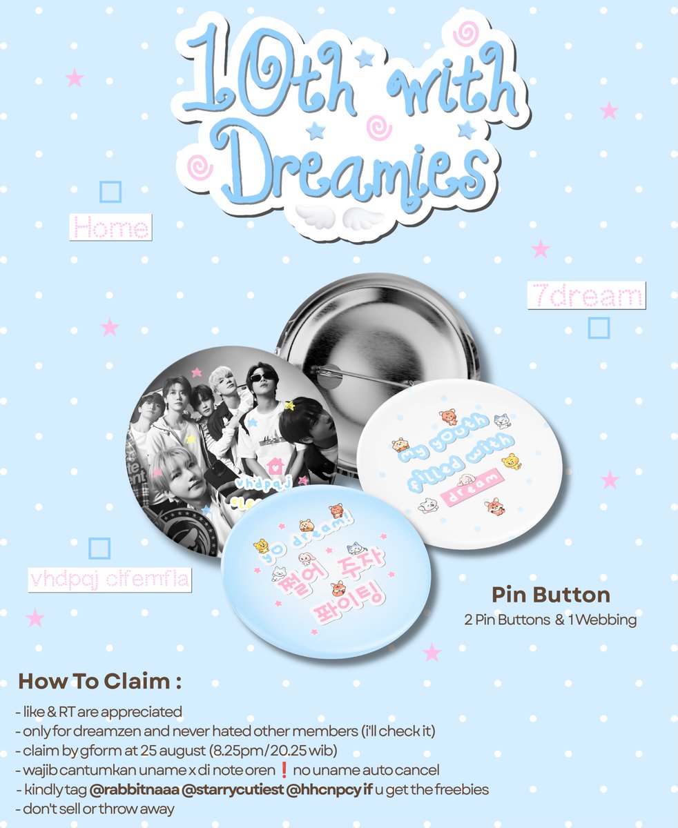 starrycutiest's tweet photo. 10th anniversary nct dream 𝐹reebies ★

by @rabbitnaaa @starrycutiest @hhcnpcy

★ like and RT are appreciated
★ klik "ALT" on pict for info and detail freebies
★ claim by link gform tanggal 25 agustus 2026

preview webbing keychain menyusul https://t.co/oW59eC8mk0