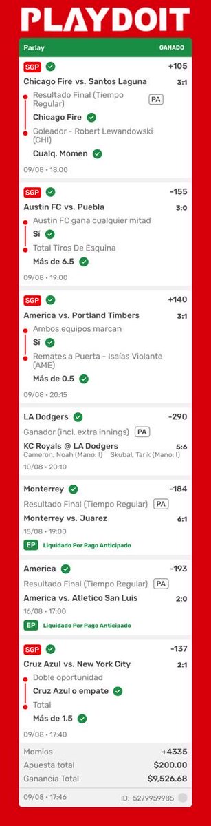 Chivitopick's tweet photo. 💥🤯 SE LOGROOOO, EL PARLAY SOÑADOR SE HIZO REALIDAD. 💥🤯

¡De $200 a $9,526.68! 🔥💰

Somos El GOAT 🐐 de las apuestas por una razón. Vamos por más, gracias a todos por las buenas vibras ✨🫶🏻 https://t.co/zBBex903Wy