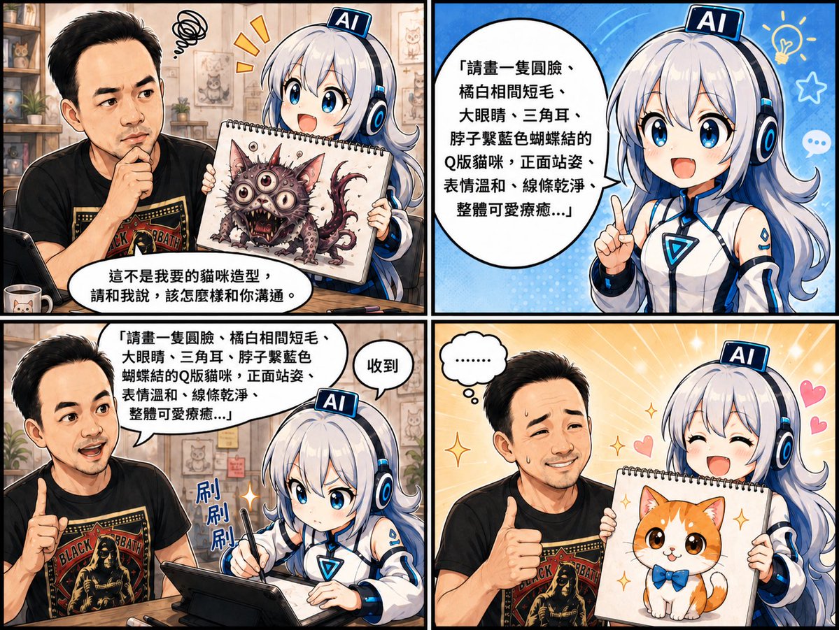 RhineTan's tweet photo. 【AI 開發日常】
心裡的 OS 是「明明你都知道該怎麼畫，為什麼不一次畫好。」
.
但在理性上，重複確認是必須的，就像我每天起床向上帝禱告，也是透過與上帝對話重複確認了今天準備要做的事，做好了每件事在思考心態上的預備。 https://t.co/PnOYK46YIx