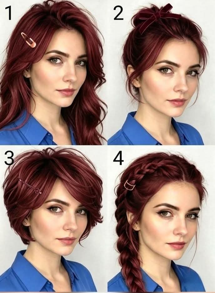 Quinnc6ld's tweet photo. Which hairstyle number suits my sister's beauty the most? 1, 2, 3 or 4 https://t.co/fK6GOWGwoP