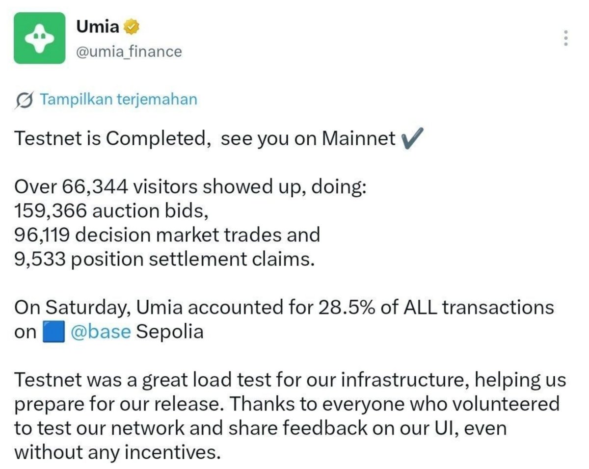 Youggei's tweet photo. Umia Testnet is Completed https://t.co/aSdm6kXsig