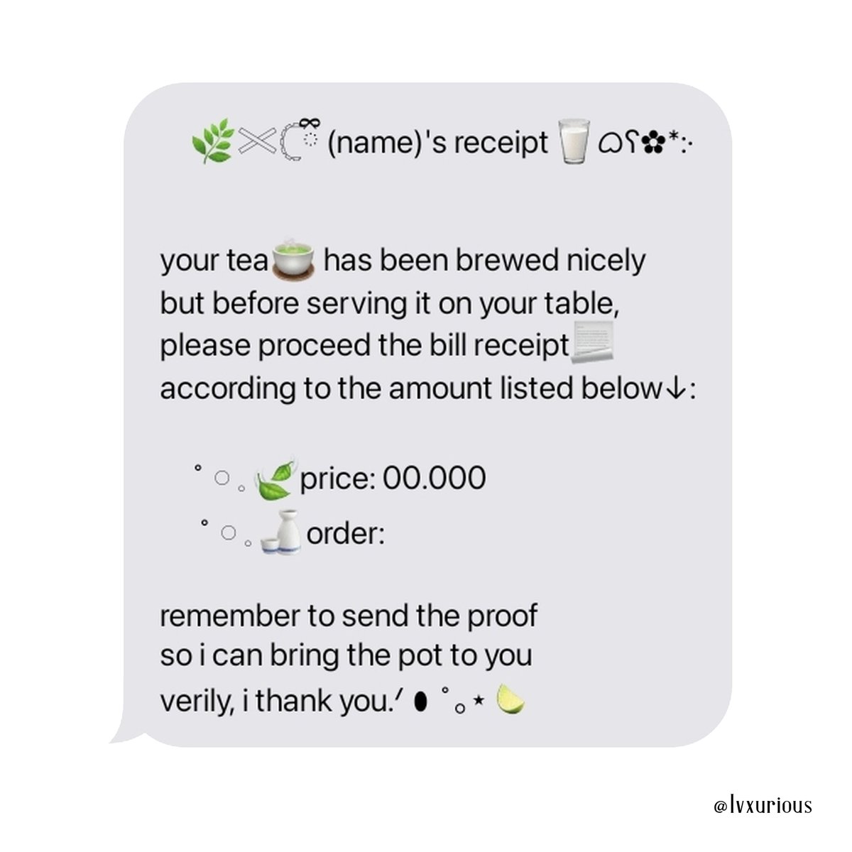 Ivxurious's tweet photo. #luractice 2 | order receipt https://t.co/6LGUcHobuH