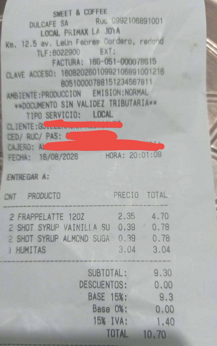 Chovengo's tweet photo. Alo ? @SweetandCoffee porq su frappelate de $3.15 termina costando en factura $3.60 ? 

Y porque los  frapplattes d almendra y vainilla no saben a nada?🤔 #dejatedelamparas https://t.co/flbpZEchq5