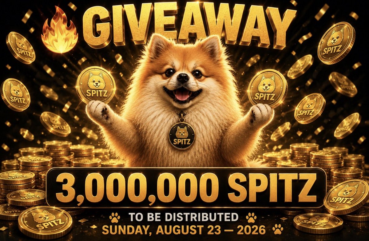 SpitzDogCoin's tweet photo. 🐕 GIVEAWAY — 3M SPITZ

1️⃣ Follow @SpitzDogCoin
2️⃣ Like &amp; Retweet
3️⃣ Comment Solana wallet

📅 Aug 23 — AppSorteos

🔗 CA: ChsHJYEP9WEbnfSKKTAJv67rb6JFAbe9Goo4AXW7pump
🛒 https://t.co/w0835wzZB4
💬 https://t.co/z7JWa2yIHP

STAY FLUFFY. STAY SPITZ. 🐕 
#SPITZ  #meme #solana 🐕 https://t.co/kXiZwdIqmN
