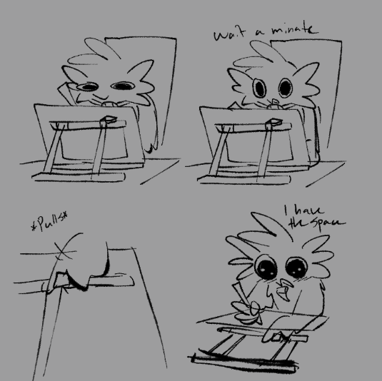 userperson2008's tweet photo. behold a really crappy doodle of the reenactment of me realizing that I can save my poor wrist and back by setting my tablet at a lower degree lmao https://t.co/zuDvh4pbqn