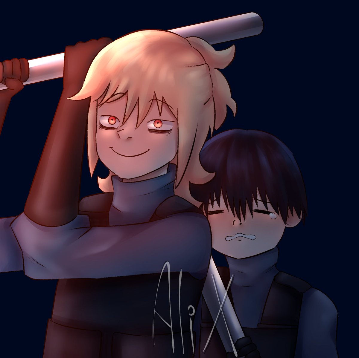 LuchaSpeedofc's tweet photo. Two friends about to fight some monsters. #oc #drawing #digitalart #ocartist #friendship https://t.co/dmvJurRNje