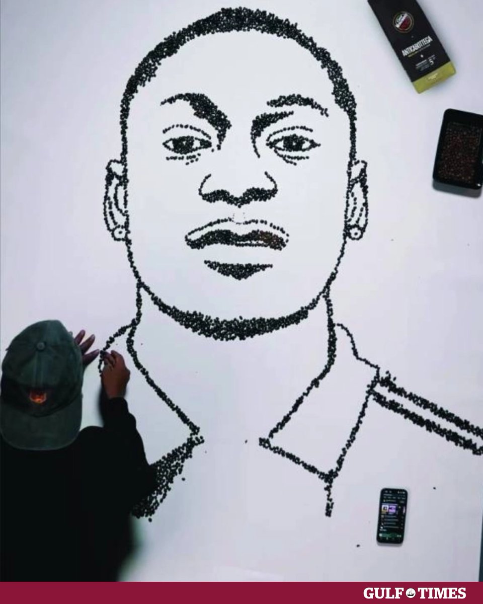 GulfTimes_QATAR's tweet photo. ☕🎨 A #Qatar_resident has created an #art installation made of coffee beans for the world-renowned #Italian football club Juventus, featuring portraits of two of its players who joined the team recently.

⚽🇶🇦 Abdul Kareem, known as Kareemgraphy, a well-known calligraffiti artist in Qatar, told Gulf Times that an agency approached him asking if he was willing to use coffee beans for an art installation with the portraits of French player Randal Kolo Muani and Bosnian player Kerim Alajbegović.

https://t.co/LFNJebIKFY