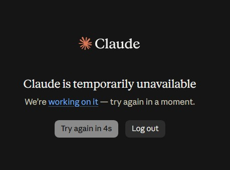 RoundtableSpace's tweet photo. Claude is down https://t.co/mLqXWj8quB