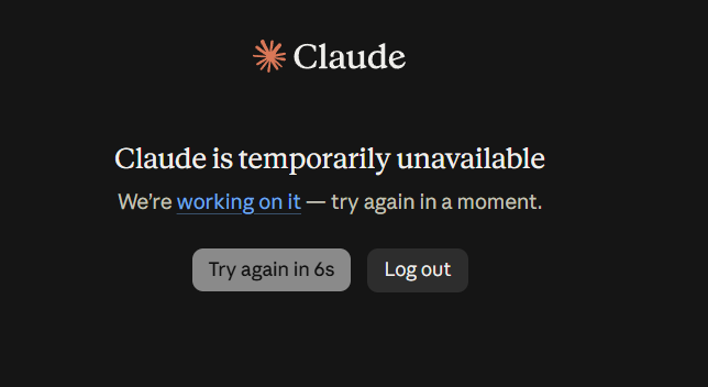 himanshu231204's tweet photo. Claude, bro… not now 😭

Right in the middle of debugging and you decide to take a break. 🫠

Come back soon, @claudeai. We’ve got code to ship. 🚀 https://t.co/TvimWqe4Ug