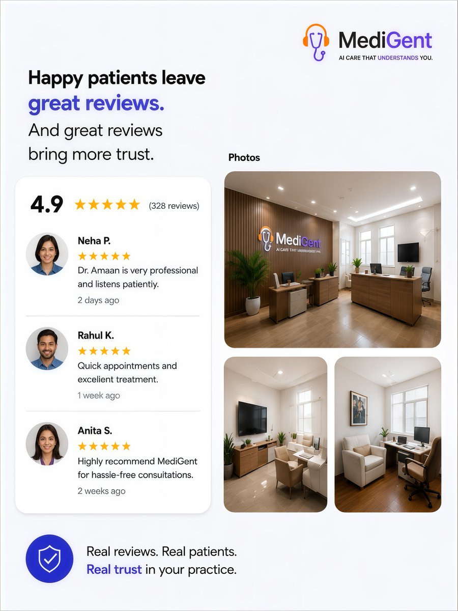 medigent_'s tweet photo. Your online presence is often the first impression patients get. Make it count with clear information, strong reviews, and a professional profile that builds trust. MediGent helps your practice stand out and attract more patients. https://t.co/VPatiLCkyQ