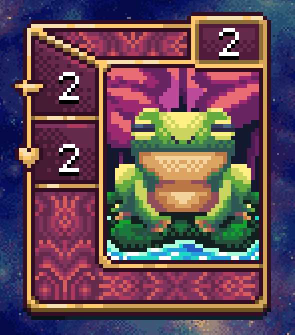 GrumbleGrowl's tweet photo. CARD SPOTLIGHT - Frog Empath (Art by @im_kings_fool )

Pink units with Unity grow stronger whenever an ally is played next to them, and they buff the ally too! Frog Empath is an excellent little guy on curve that can grow into an absolute monster.
6m

https://t.co/J8UqpeiNRb https://t.co/y6XLPEOh9K