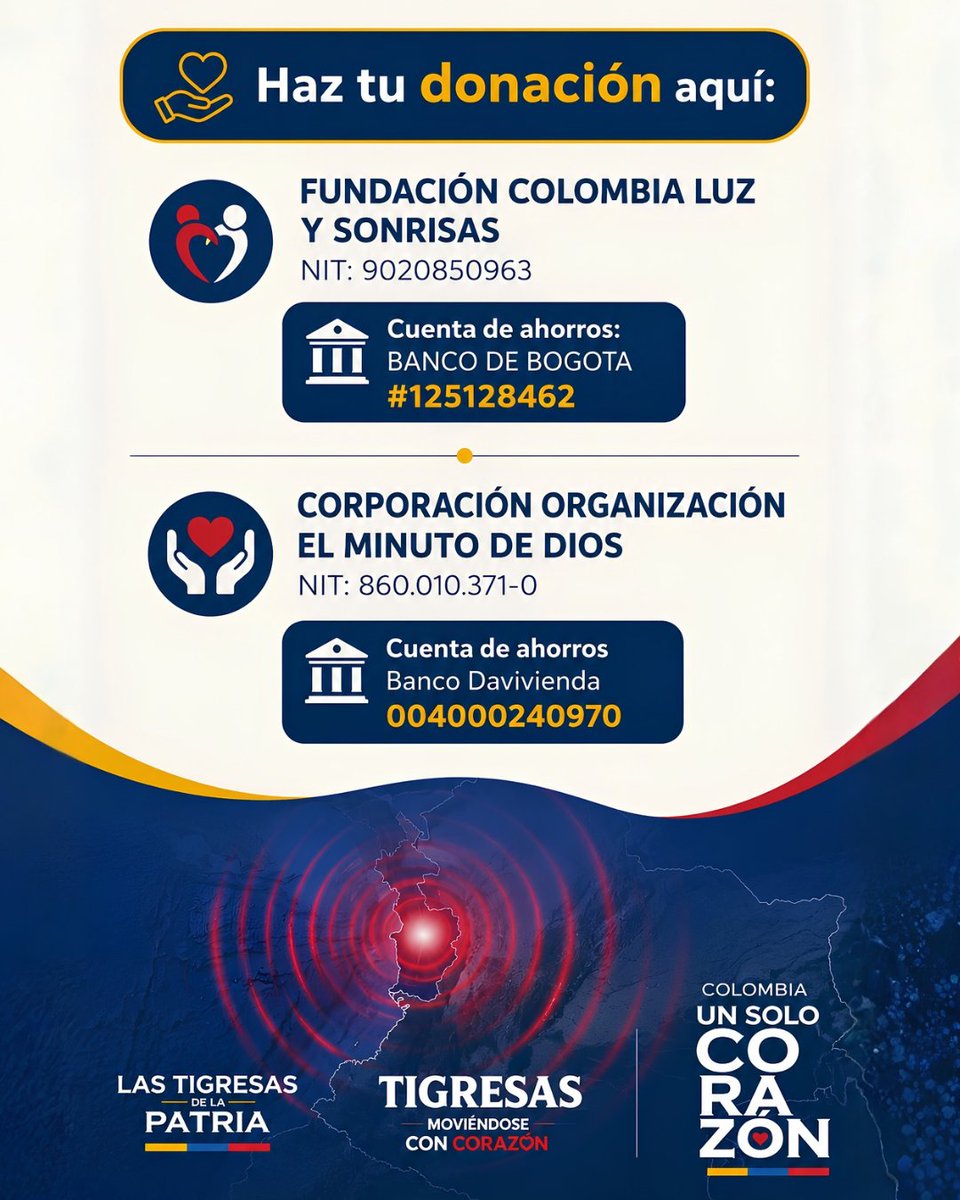 ASOCODIS's tweet photo. #ColombiaUnSoloCorazón ❤️🇨🇴
Cada aporte cuenta para ayudar a las familias afectadas por esta emergencia.

Dona, hazte voluntario y, sobre todo, acude siempre a canales confiables.

Aquí te compartimos algunos puntos y opciones para ayudar. 👇

@ABDELAESPRIELLA 
@jrestrp https://t.co/adjEaHD81h