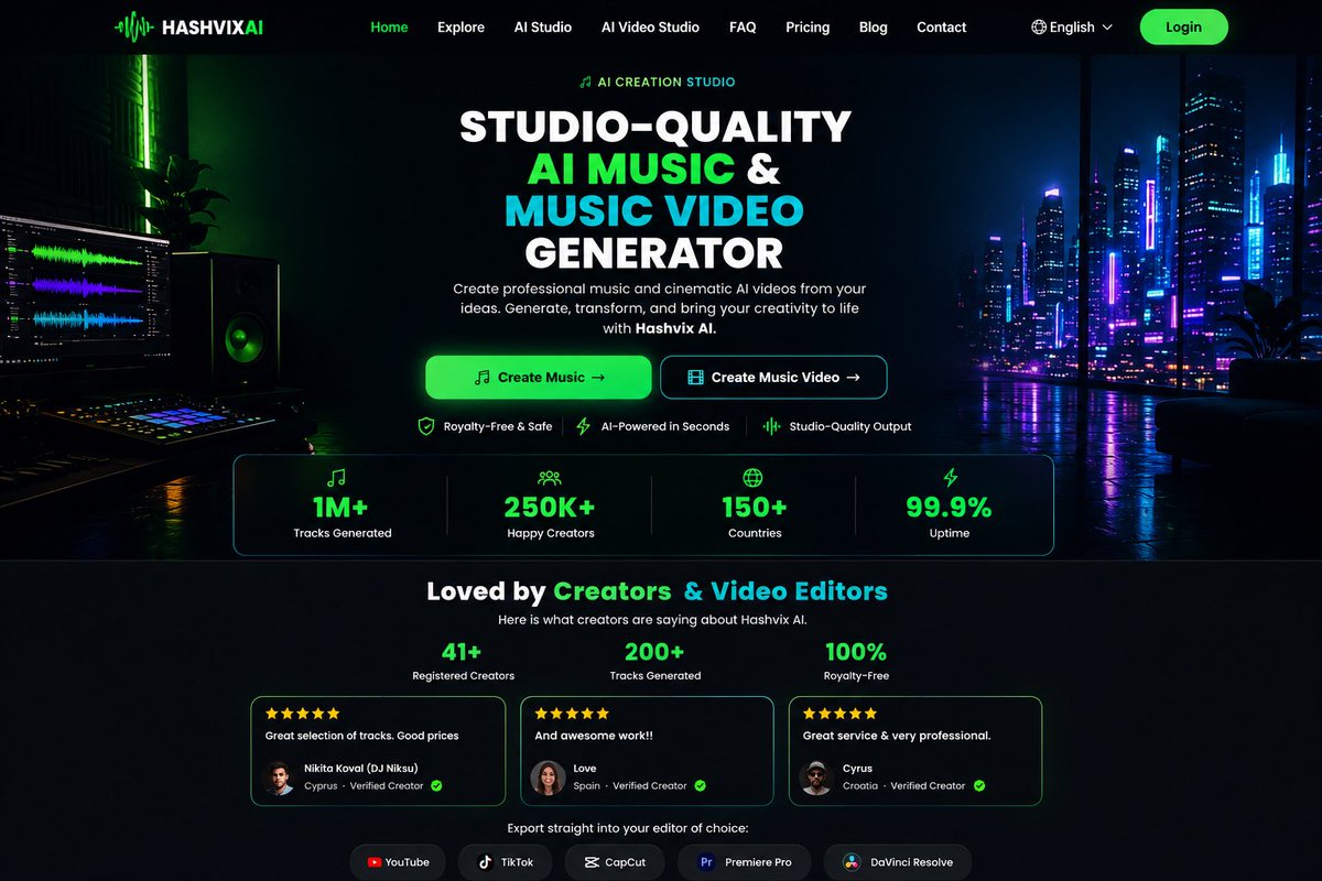 HashvixAi's tweet photo. STUDIO-QUALITY AI MUSIC &amp; MUSIC VIDEO GENERATOR ✨✨
Create professional music and cinematic AI videos from your ideas. Generate, transform, and bring your creativity to life with  Hashvix AI.

#hashvix #musicvideo #aimusix #creatortool 

https://t.co/stOHZD9rFm https://t.co/2osUaAN0AW