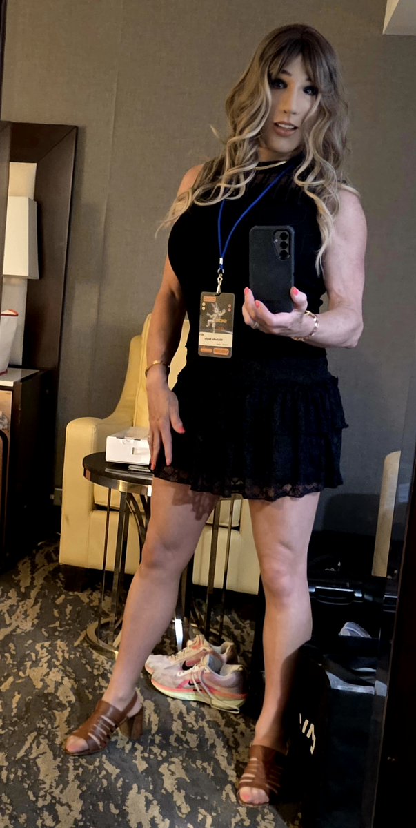 Michell55246549's tweet photo. A friend met me at a sci-fi convention; to be a girl in public masked.  He brought a lace mini &amp; top to my room plus mask, breastplate, and vj panty. We both did our makeup, donned our silicone, slipped on bra, hose, skirt, blouse. 'She' was real now.  #CreaFx  #Kiara #femalemask https://t.co/HpcyIwv96c