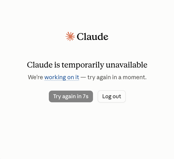 madebyneil's tweet photo. Starting my first post today!

Claude is down! 😭

#claude https://t.co/pObCAust6f