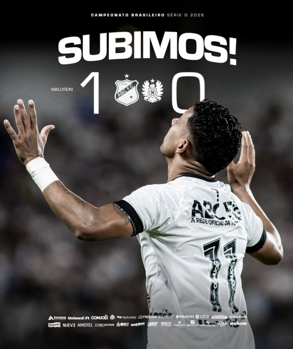 ultimadivisao's tweet photo. O ABC voltou pra Série C!

Logo depois de cair,em 2025, deu a volta por cima e subiu. O gol do acesso foi de Wallyson. Simbólico demais!

É legal ver o Nacional-AM tão competitivo de novo. O time foi valente. Mas enfrentou um adversário melhor, que venceu os 2 jogos.

Agora o ABC vai enfrentar o Uberlândia na semifinal.

E o Nacional ainda pode subir na repescagem.