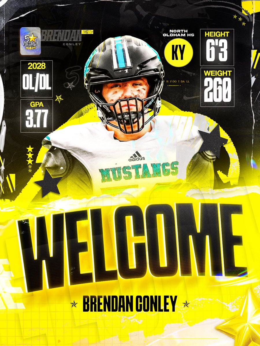 5StarFBRecruits's tweet photo. JOINED – Welcome 6’3 260 2028 OL/DL Brendan Conley (@bconley2028) to the 5🌟 Football Recruiting family!

A powerful two-way lineman with a strong interior frame who dominates the line of scrimmage on both sides of the ball, while also bringing elite academics to the table 👀💫

LOCKED IN!! 🔒