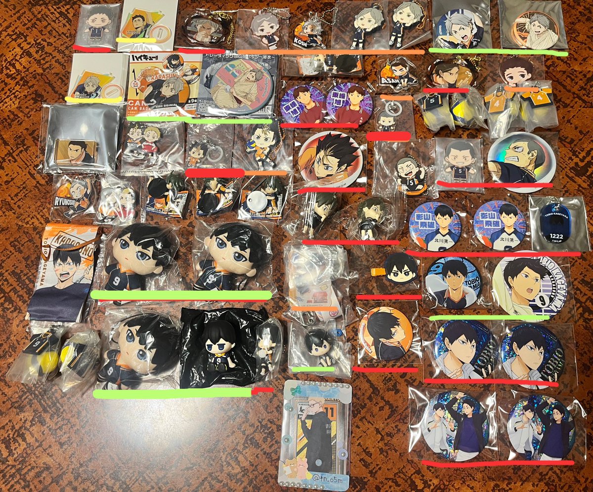 tn_o5m's tweet photo. @7H_qU @xxx はじめまして、おはようございます！
画像のものを所持しているのですがお求めのも���がございましたら水色⇒500円＋♥同数抱き合わせ、黄緑⇒400円、赤⇒300円、オレンジ⇒200円、無印⇒100円、黄色⇒50円にてお迎えしていただくことは可能でしょうか？ご検討よろしくお願いいたします！ https://t.co/VFyVtTAZjG