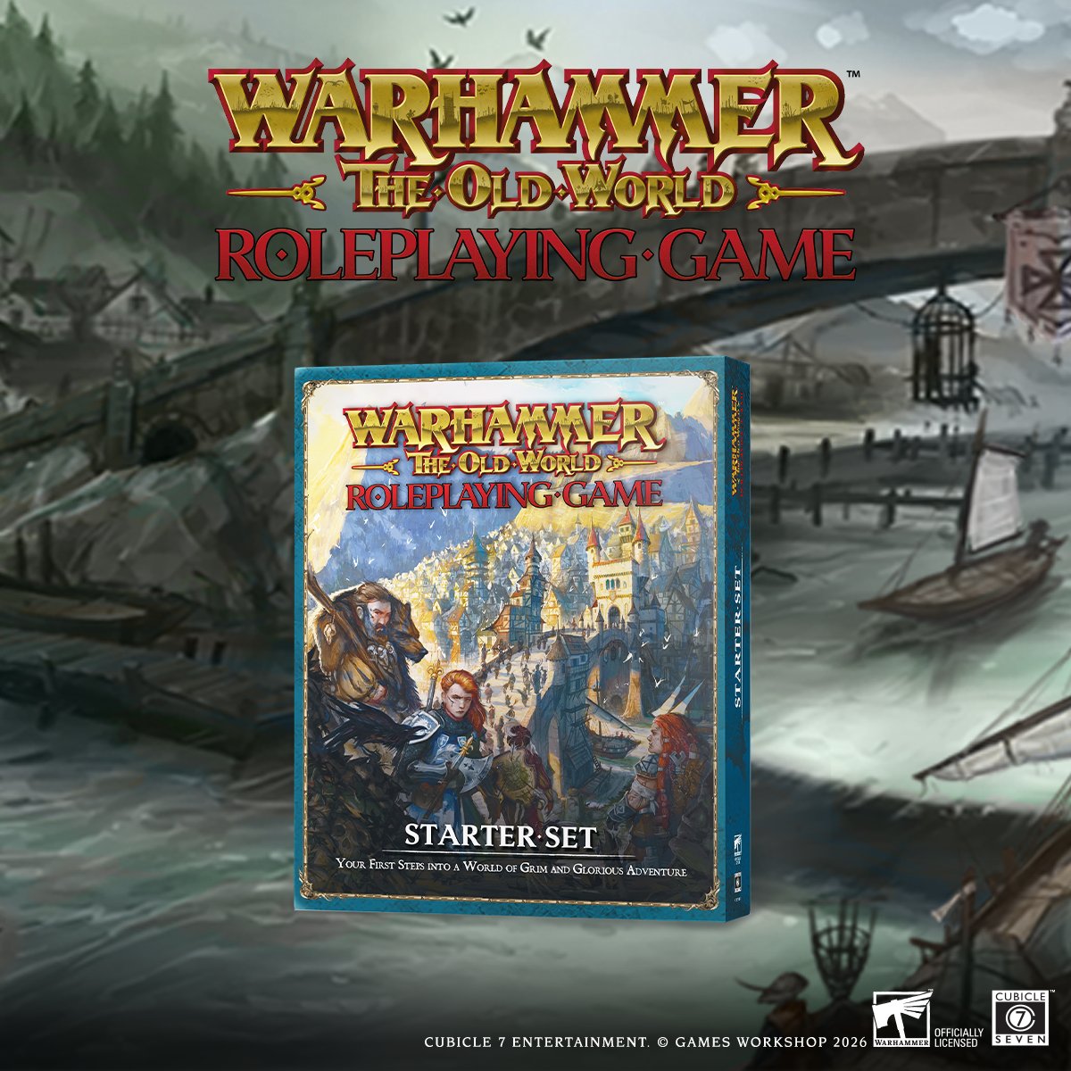 cubicle7's tweet photo. Talagaad is a town of vagabonds, sellswords, and opportunistic cut-throats. Those with a price on their head or coin in their pockets best be on guard whilst walking its streets.

Warhammer: the Old World Roleplaying Game Starter Set is coming soon: https://t.co/rwbw8JT2QZ https://t.co/motd1WbVh9