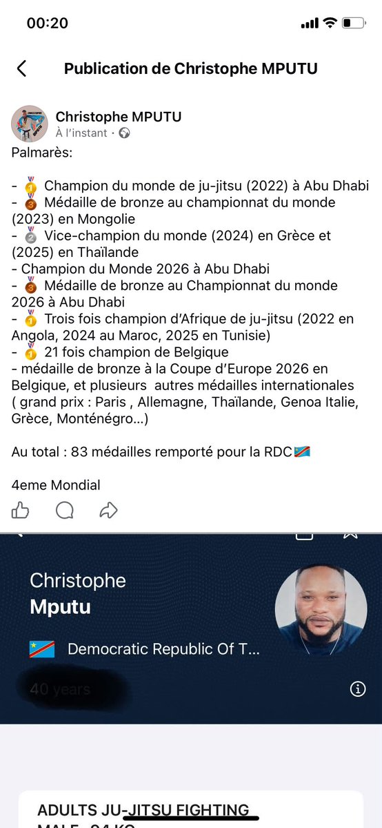 MputuChristophe's tweet photo. 83 médailles au total pour la RDC 🇨🇩, et 4eme Mondial 🙏 https://t.co/si2vDzCwzQ