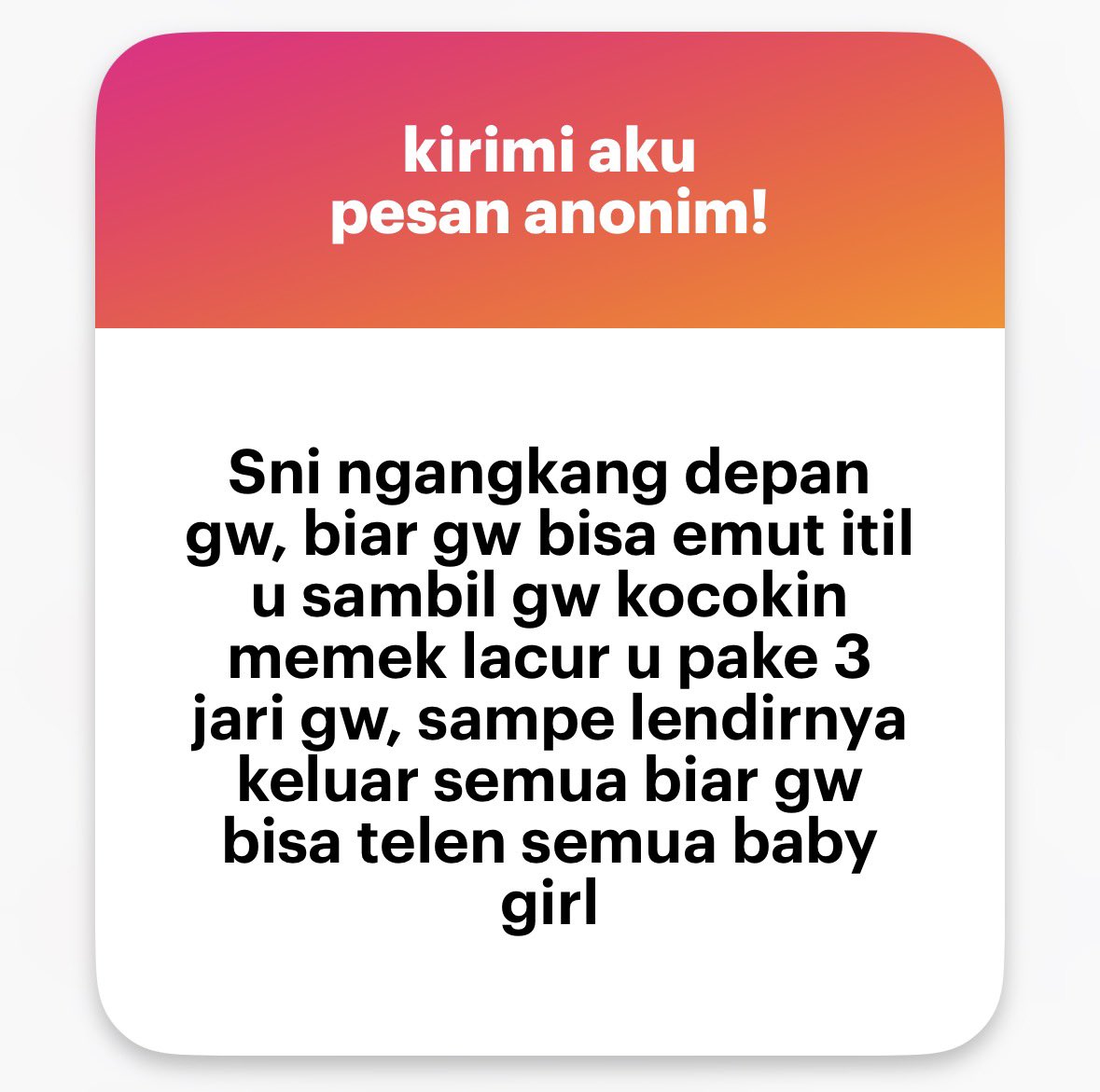 yourssonl_'s tweet photo. aku ngangkang yang lebarr yaa, jangan 3 jarii, memek aku kuraang kalo 3 jari doang 🥺🥺🥺 https://t.co/fS2Arrs5Hi