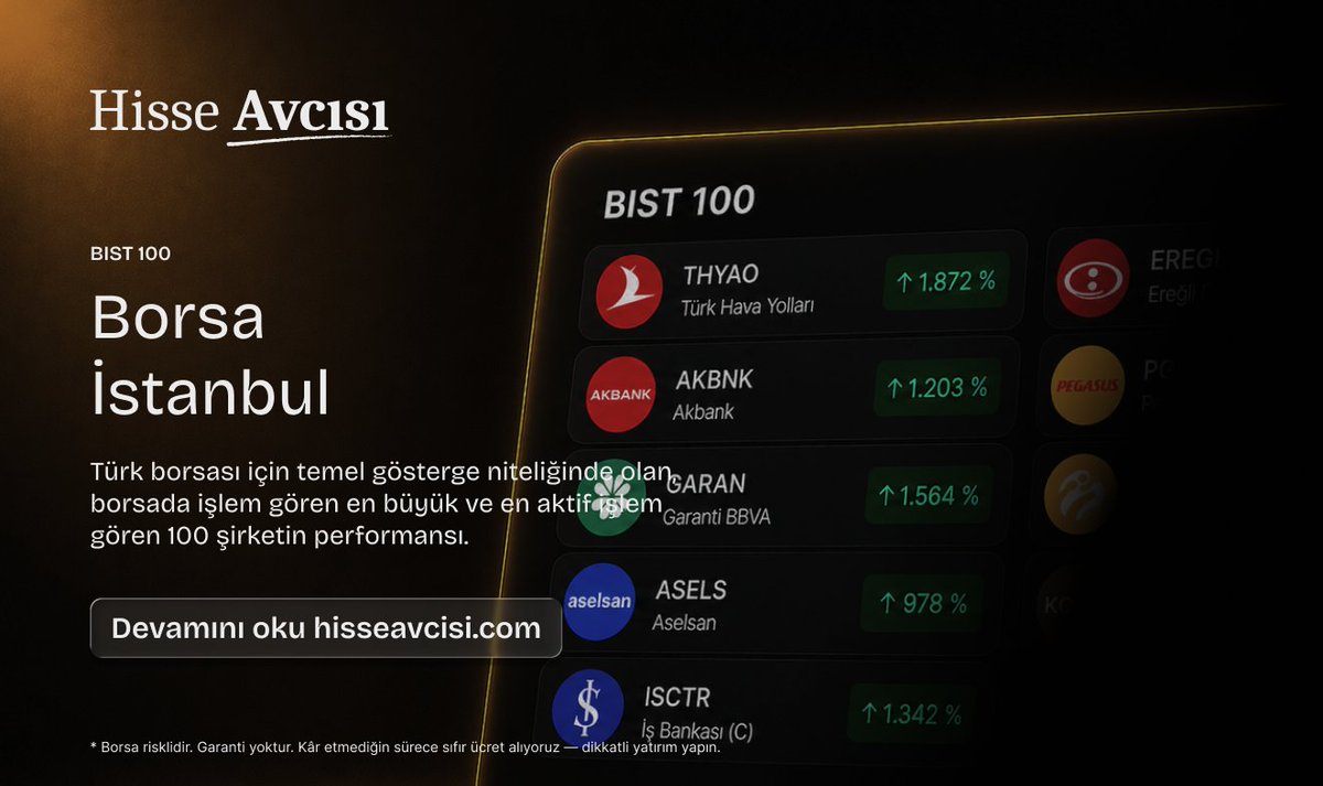 HisseAvcisiCom's tweet photo. 1/4 🇹🇷 BIST 100 nedir?

BIST 100, Borsa İstanbul’da işlem gören en büyük ve en aktif 100 şirketin performansını takip eden temel borsa endekslerinden biridir. https://t.co/Ek5r11Du4K