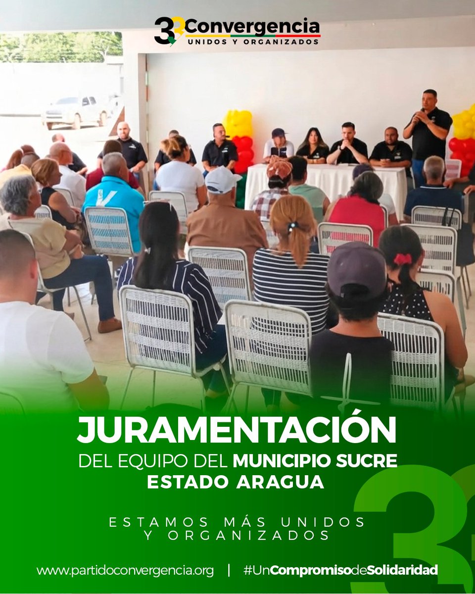 ConvergenciaVe's tweet photo. Con gran éxito se llevó a cabo la juramentación del equipo del municipio Sucre en el estado Aragua. Un nutrido grupo de hombres y mujeres valientes se unen a las filas de Convergencia, sumando su talento, liderazgo y vocación de servicio a este gran partido que no para de crecer en cada rincón del país. 🇱🇹🇻🇪

De la mano de nuestro líder y Coordinador Nacional @BiagioPilieri, seguimos sumando voluntades, trabajando unidos y comprometidos por la reconstrucción de Venezuela.

¡Seguimos sumando la fuerza del cambio en cada rincón de Venezuela!