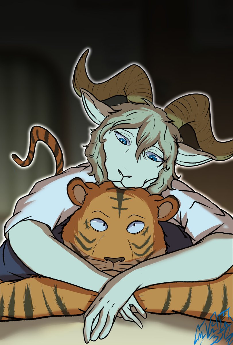 Max350z's tweet photo. Happy Birthday Bill.  

I drew this piece where Bill and Pina are watching TV.

#Beastars #Bill  #Pina 
---

https://t.co/OVjIcNjkJZ https://t.co/swcucXtHtd