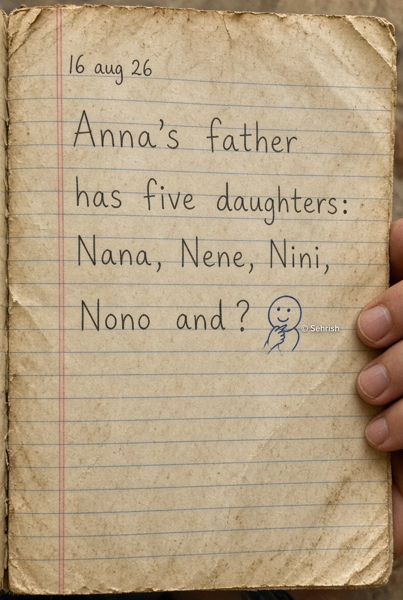 SqSehrish's tweet photo. If this doesn't trick you, you're operating at another level.

Who is the fifth daughter? https://t.co/OhArBut6tX